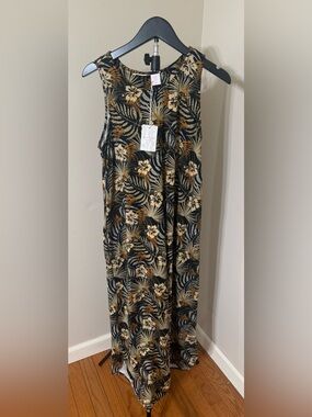 NWT Tommy Bahama Women's Black Tropical Print Maxi Dress size Medium